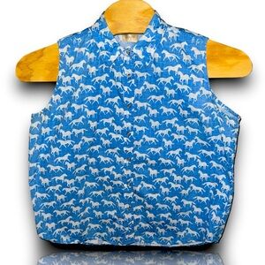 Wrangler Womens XL Sleeveless Western Pearl Snap Buttons AOP white Horse Vest